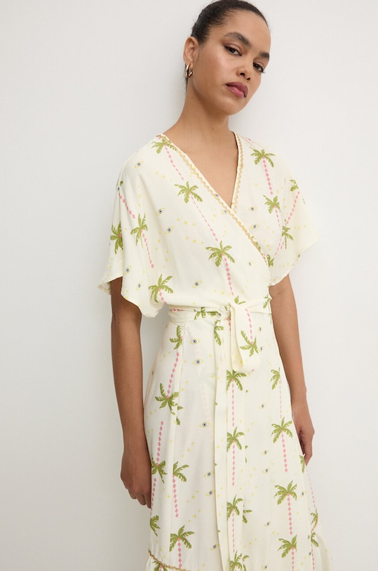 Odzież Never Fully Dressed sukienka Wrap Dress NFDDR1383 beżowy