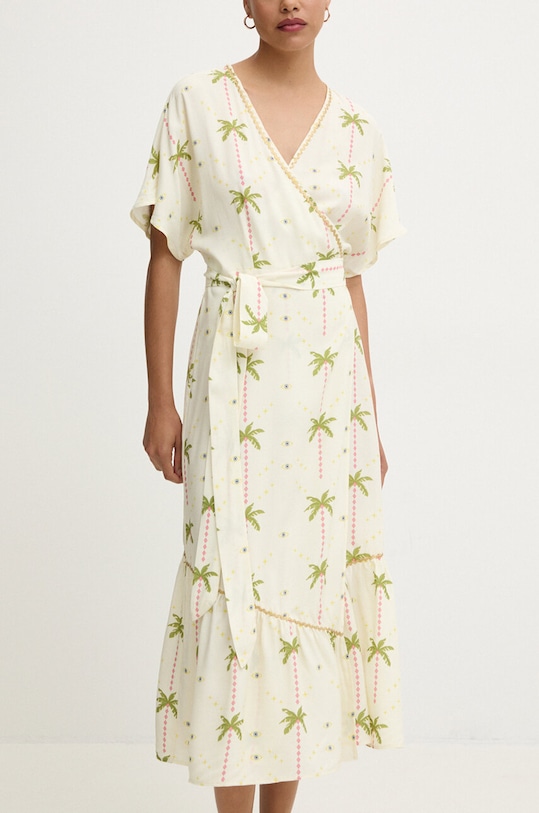 Never Fully Dressed sukienka Wrap Dress beżowy NFDDR1383