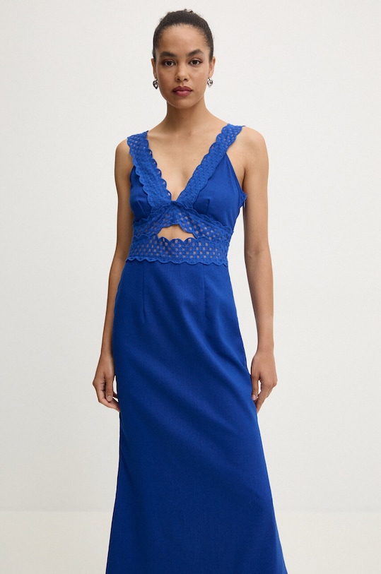 Oblečenie Šaty s prímesou ľanu Never Fully Dressed Mimi Dress NFDDR1500 modrá