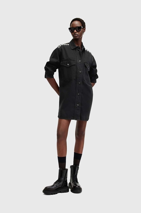 Φόρεμα τζιν AllSaints LILY μαύρο W224DB