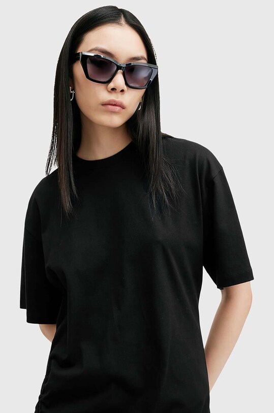 AllSaints sukienka bawełniana NAENIA W276DB czarny SS24