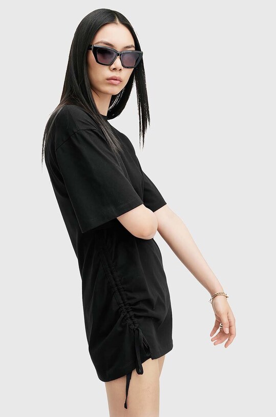 AllSaints sukienka bawełniana NAENIA czarny W276DB