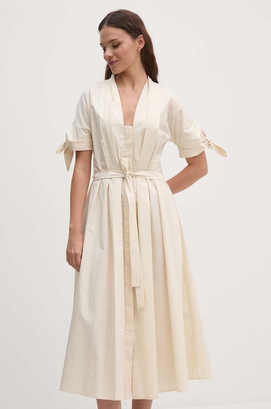 Sandro Ferrone rochie din bumbac fixat bej SFS31XBDSAVONARO