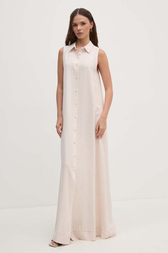 Lněné šaty Sandro Ferrone růžová SFS7XBDMISA