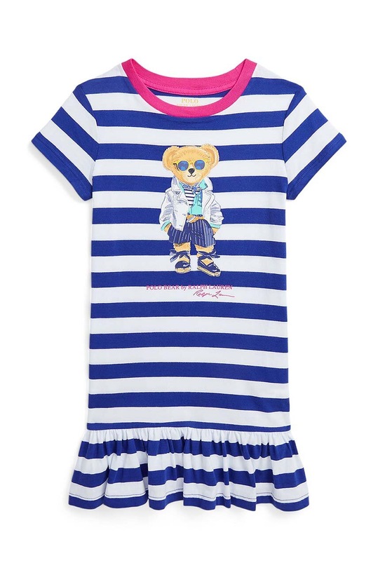 Polo Ralph Lauren sukienka bawełniana dziecięca nadruk niebieski 312926019001