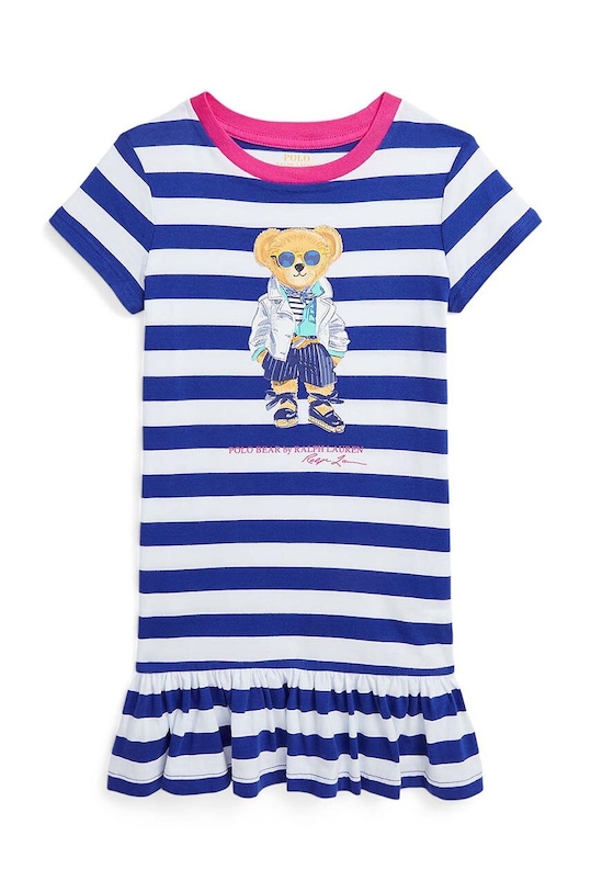 Polo Ralph Lauren sukienka bawełniana dziecięca nadruk niebieski 312926019001
