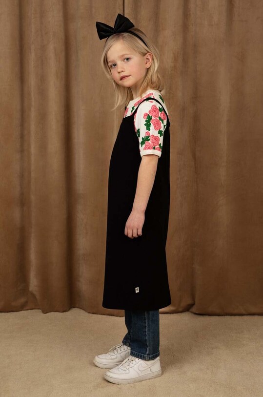 Хлопковое детское платье Mini Rodini узор чёрный 2415010900