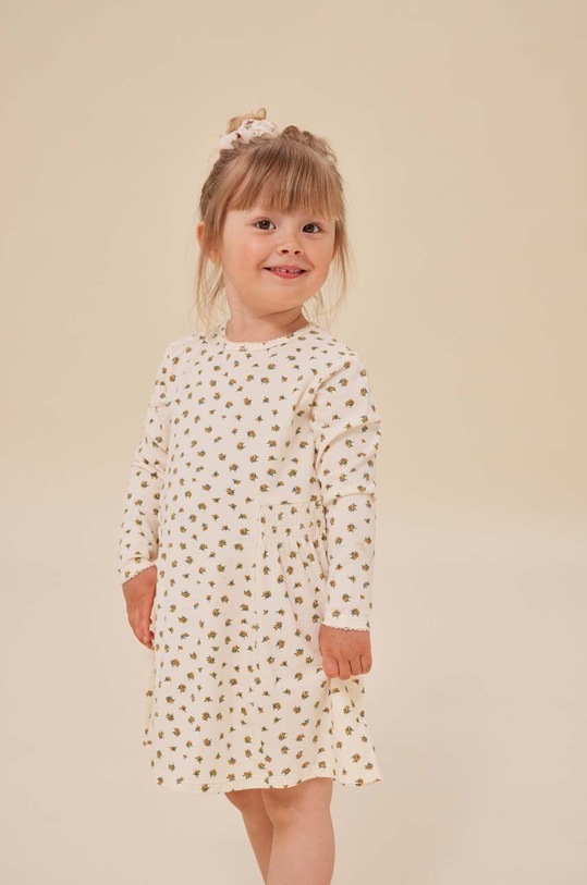 Konges Sløjd sukienka bawełniana dziecięca wzorzyste żółty KS100123