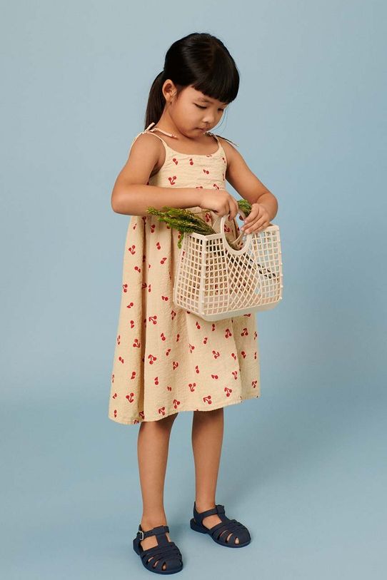 Dječja pamučna haljina Liewood Eli Printed Dress Planet friendly crvena LW18699