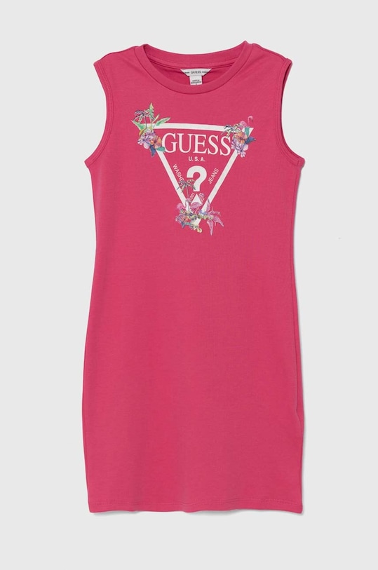 Παιδικό βαμβακερό φόρεμα Guess στάμπα ροζ J4RK38.KA6W4.PPYH