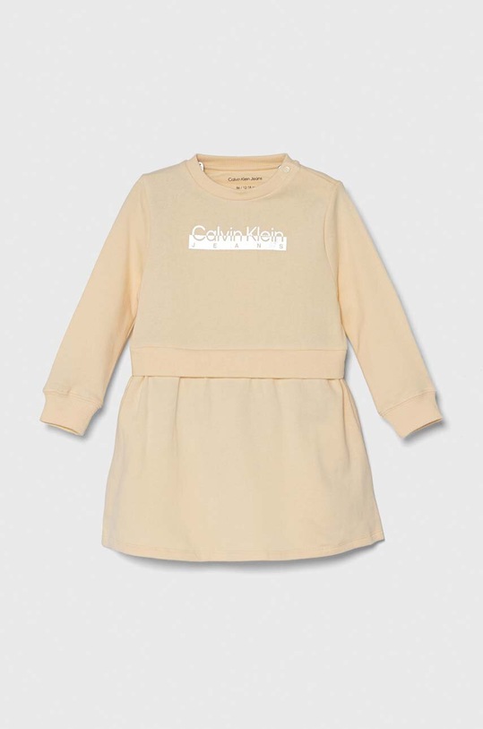 Calvin Klein Jeans sukienka bawełniana niemowlęca nadruk pomarańczowy IN0IN00153.PPYH