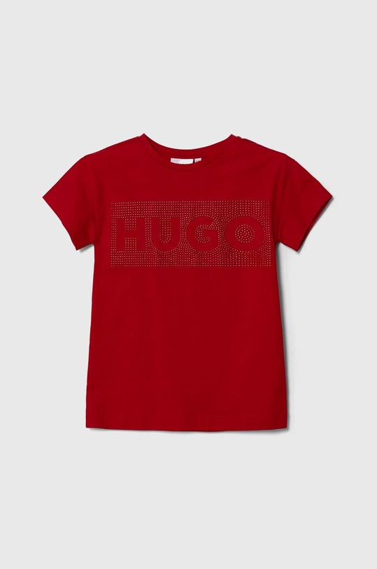 Dětské bavlněné šaty HUGO mini červená G00084.102.108