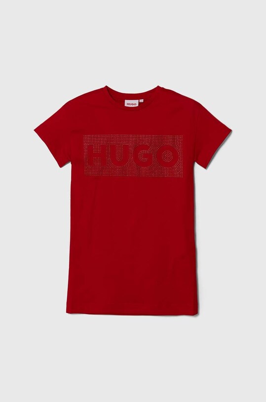 Хлопковое детское платье HUGO короткий красный G00084.114.150