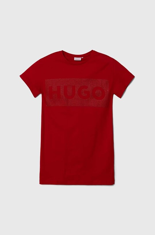 Дитяча бавовняна сукня HUGO короткий червоний G00084.156.162
