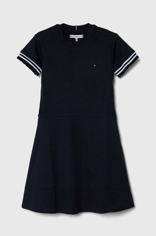 Tommy Hilfiger sukienka bawełniana dziecięca rozkloszowany granatowy KG0KG07784.128.176.PPYH