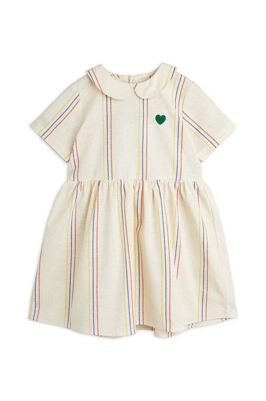 Детское платье с примесью льна Mini Rodini 2425010011 белый SS24