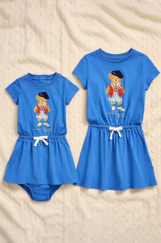 Хлопковое детское платье Polo Ralph Lauren голубой 312934978001