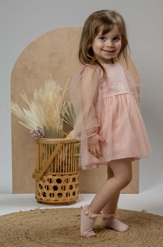 Jamiks sukienka bawełniana dziecięca ASMA.I.or.Suk.JWG136.G różowy