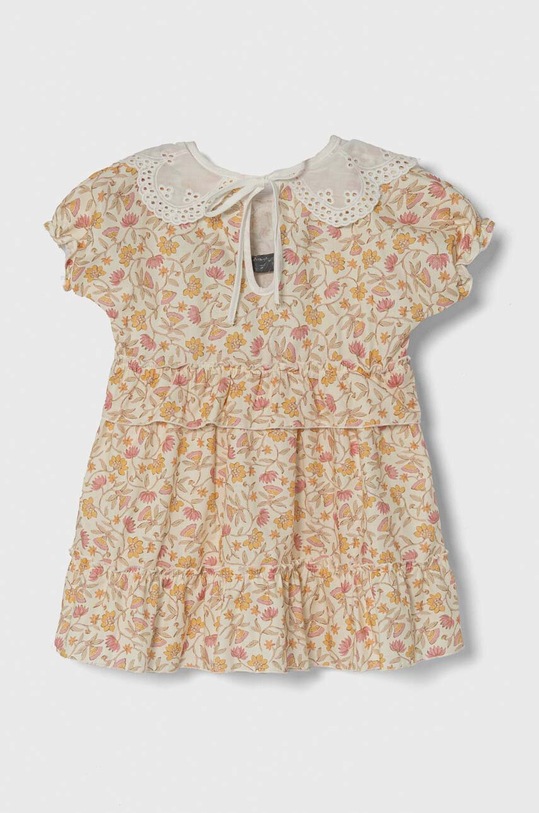 Dievčenské bavlnené šaty Jamiks NOVELLA.II.org.JLG009.G béžová SS24