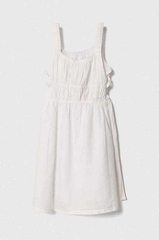 Dievčenské ľanové šaty United Colors of Benetton 4BE7CV023.G.Seasonal biela SS24