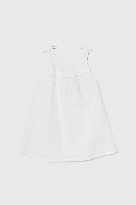 Dievčenské ľanové šaty United Colors of Benetton s prímesou ľanu biela 4BE7GV01C.P.Seasonal