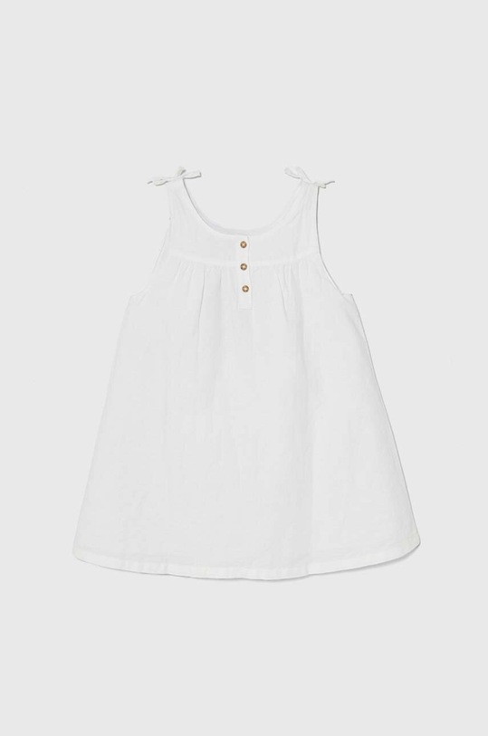 Dievčenské ľanové šaty United Colors of Benetton 4BE7GV01C.P.Seasonal biela SS24
