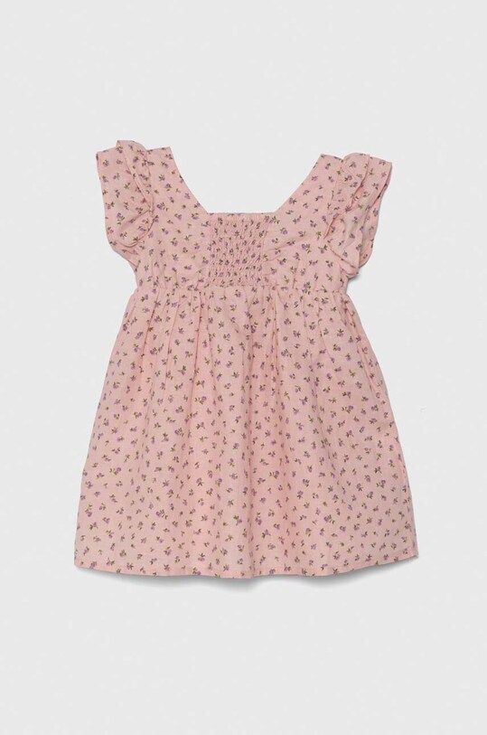 United Colors of Benetton rochie din in pentru copii mini roz 4YP7GV01G.P.Seasonal