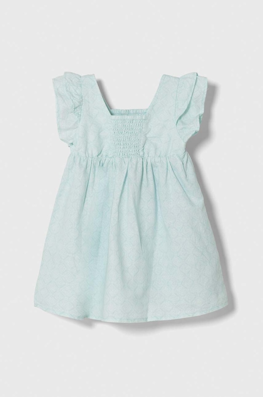 Dětské lněné šaty United Colors of Benetton 4YP7GV01G.P.Seasonal tyrkysová SS24