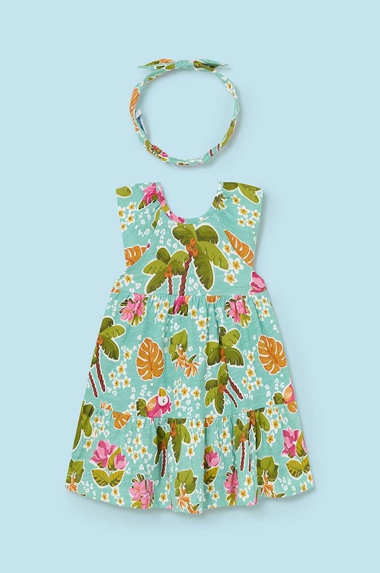Mayoral sukienka bawełniana niemowlęca wzorzyste turkusowy 1926.4K.Baby.PPYH