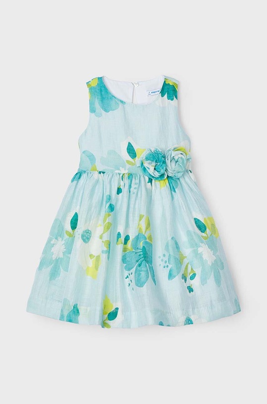 Παιδικό λινό φόρεμα Mayoral στρογγυλό τιρκουάζ 3911.6A.Mini.PPYH