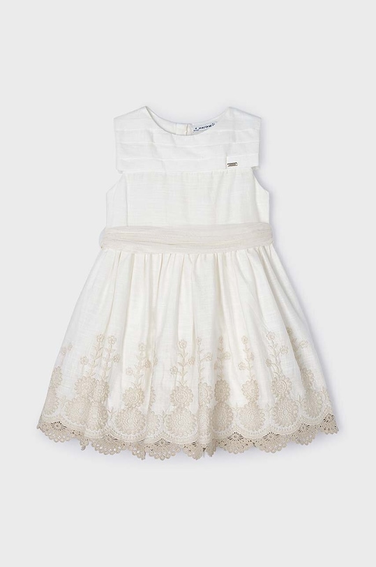 Mayoral sukienka bawełniana dziecięca 3917.6B.Mini.PPYH beżowy SS24