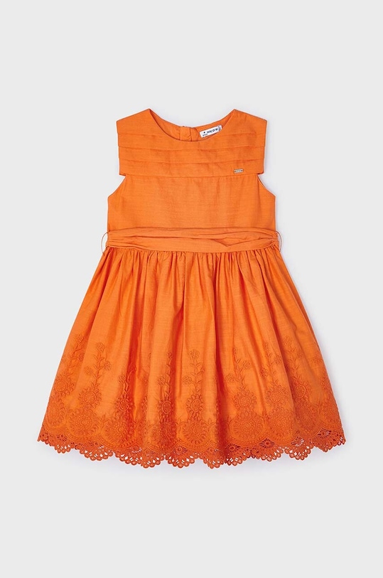 Παιδικό βαμβακερό φόρεμα Mayoral 3917.6B.Mini.PPYH πορτοκαλί SS24