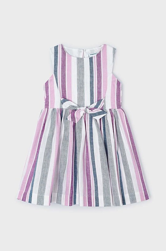 Dětské šaty s příměsí lnu Mayoral 3925.6D.Mini.PPYH fialová SS24