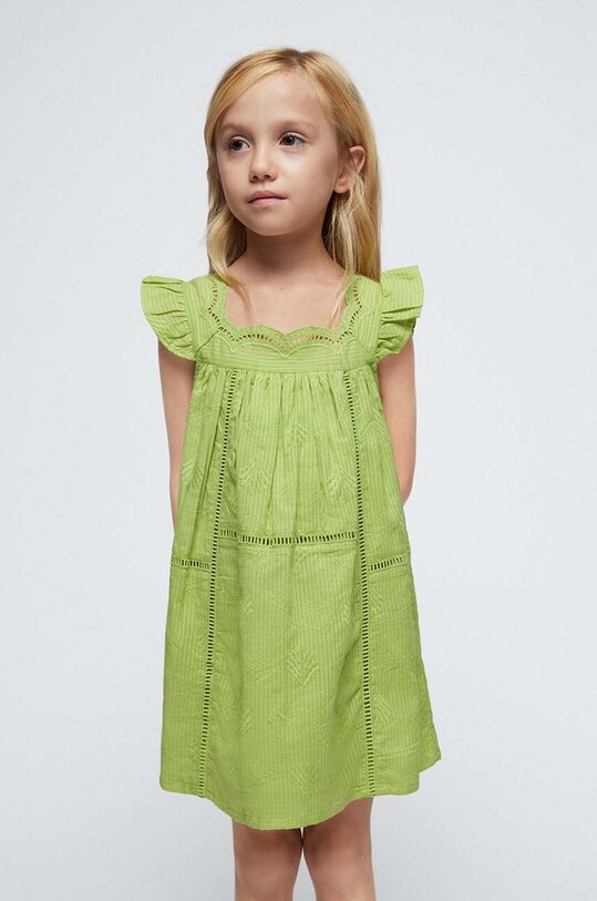 Mayoral rochie din bumbac pentru copii mini verde 3930.6F.Mini.PPYH