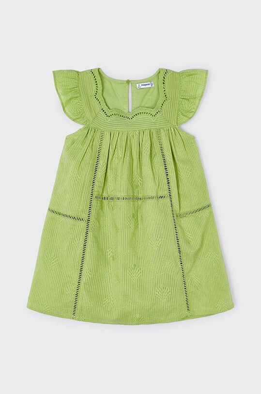 Mayoral rochie din bumbac pentru copii 3930.6F.Mini.PPYH verde SS24