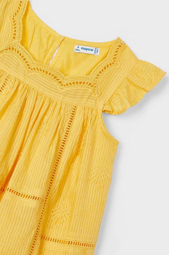 Fete Mayoral rochie din bumbac pentru copii 3930.6F.Mini.PPYH galben