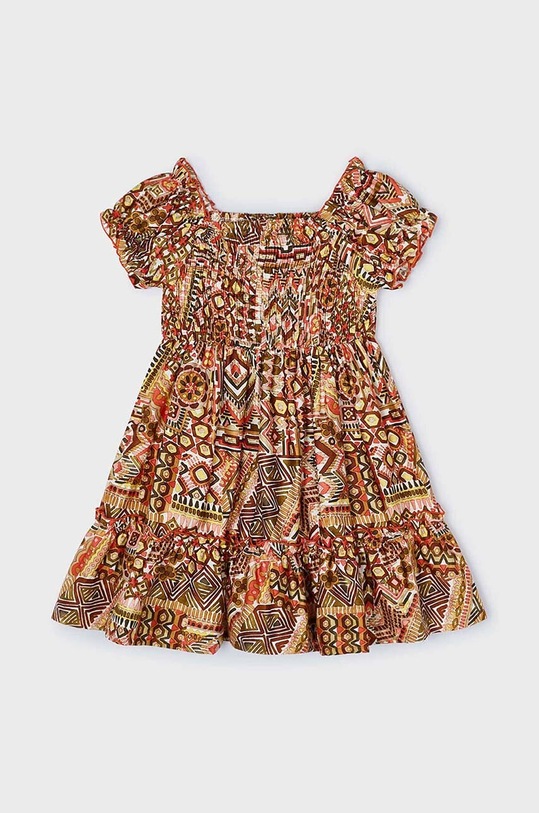 Dječja pamučna haljina Mayoral 3937.6G.Mini.PPYH smeđa SS24