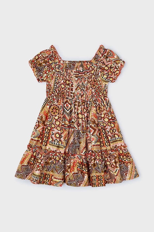 Dječja pamučna haljina Mayoral 3937.6G.Mini.PPYH smeđa SS24