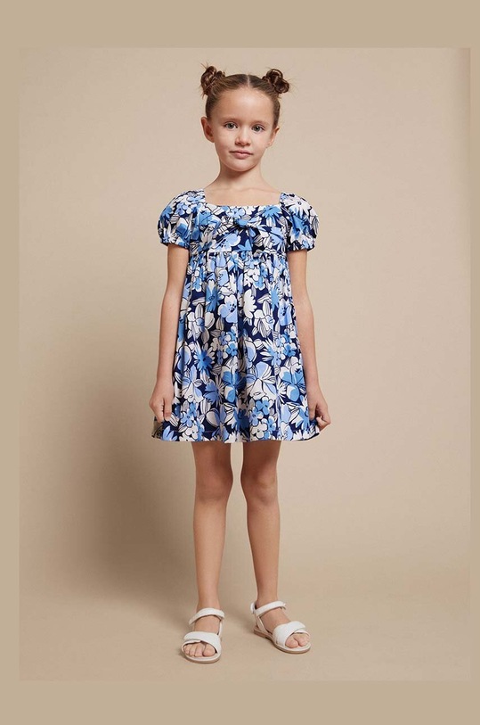 Mayoral rochie din bumbac pentru copii mini bleumarin 3941.6H.Mini.PPYH