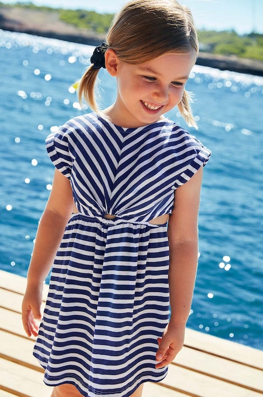 Дитяча бавовняна сукня Mayoral короткий темно-синій 3946.6L.Mini.PPYH