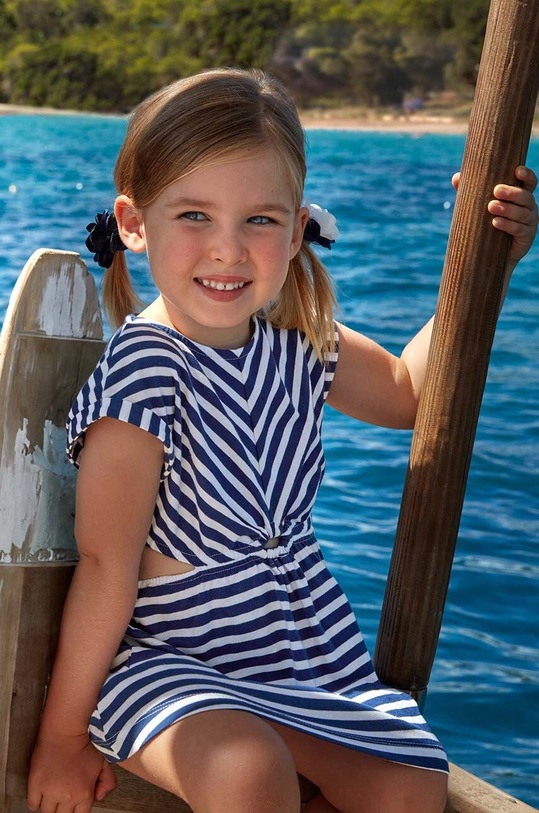 Дитяча бавовняна сукня Mayoral 3946.6L.Mini.PPYH темно-синій