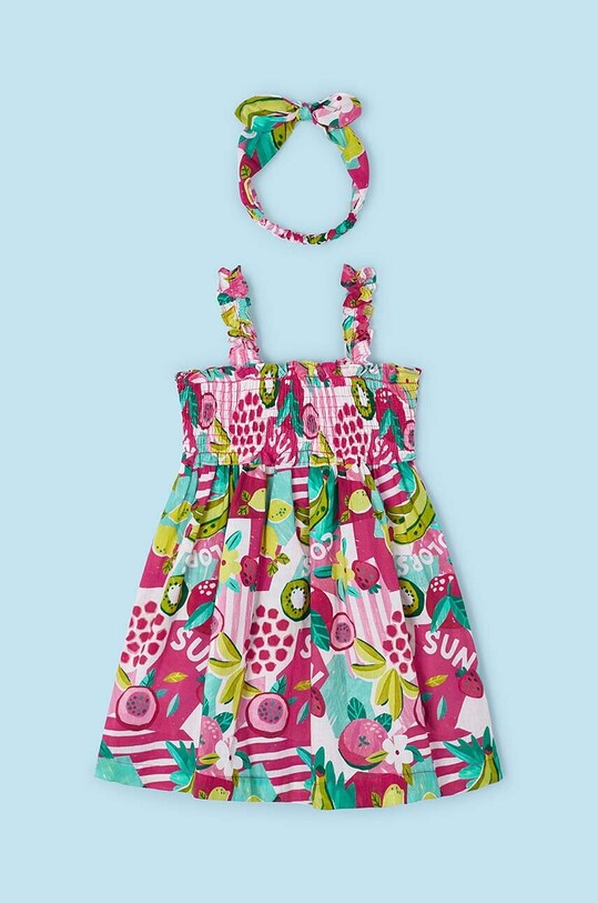 Mayoral sukienka bawełniana dziecięca 3947.6L.Mini.PPYH różowy SS24