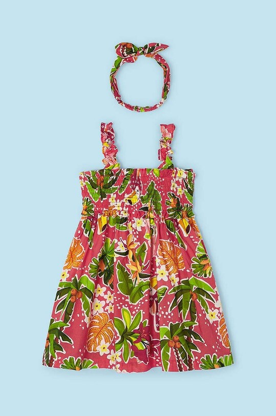 Mayoral sukienka bawełniana dziecięca 3947.6L.Mini.PPYH fioletowy SS24