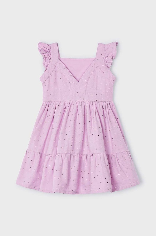 Παιδικό βαμβακερό φόρεμα Mayoral 3956.6D.Mini.PPYH μωβ SS24