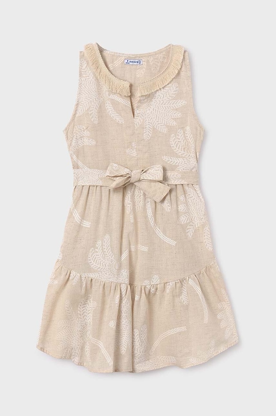 Φόρεμα με μείγμα από λινό για παιδιά Mayoral 6955.8C.Junior.PPYH μπεζ SS24
