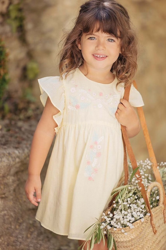 Tartine et Chocolat sukienka bawełniana niemowlęca rozkloszowany żółty TY30071.80.94