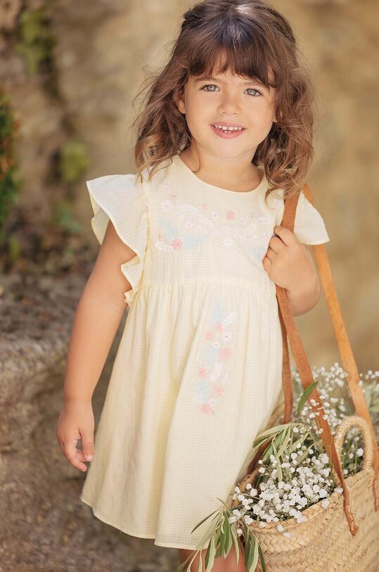 Хлопковое детское платье Tartine et Chocolat хлопок жёлтый TY30071.104