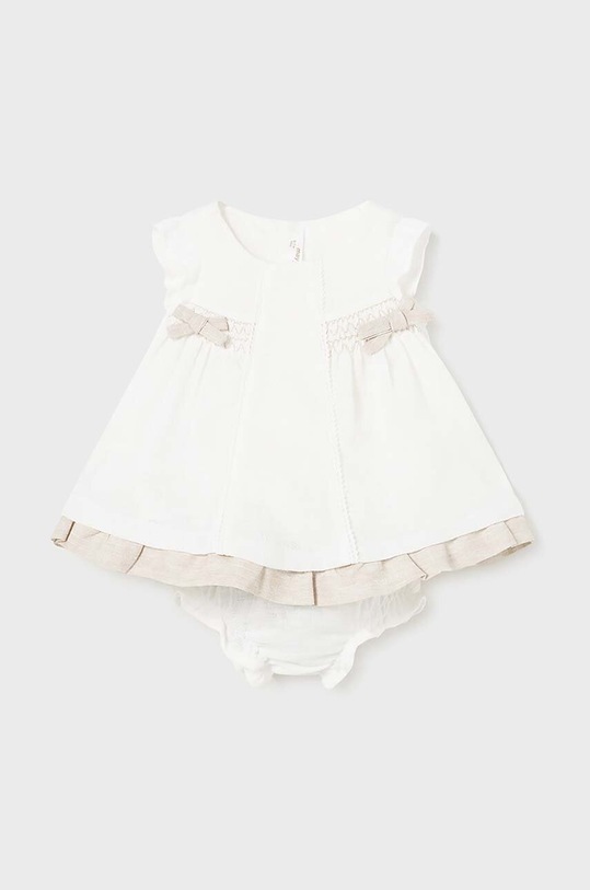 Φόρεμα με μείγμα από λινό για παιδιά Mayoral Newborn 1828.2N.Newborn.PPYH μπεζ SS24