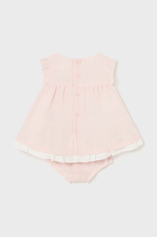 Φόρεμα με μείγμα από λινό για παιδιά Mayoral Newborn 1828.2N.Newborn.PPYH μπεζ SS24