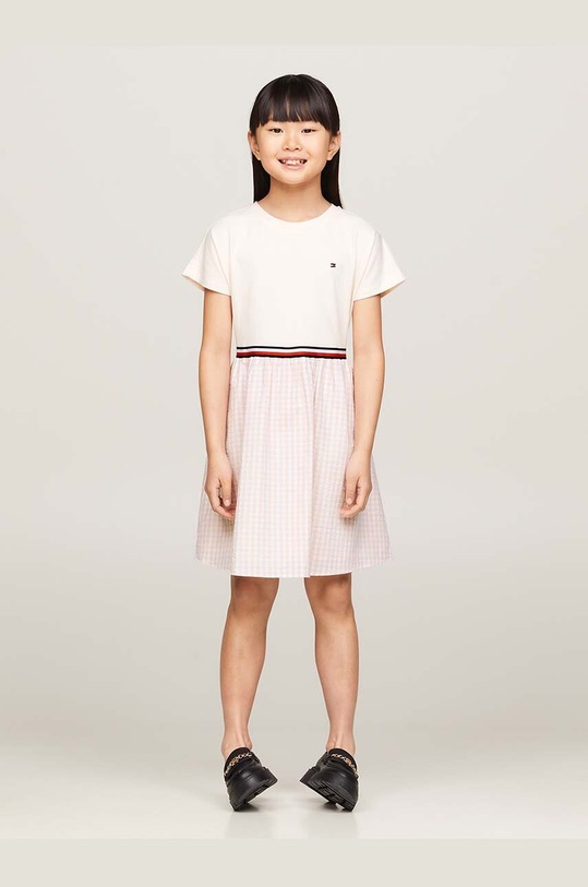 Дитяча бавовняна сукня Tommy Hilfiger короткий рожевий KG0KG07924.128.176.PPYH